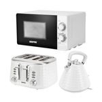 3000W 1.5L Pyramid Electric Kettle 4 Slice Bread Toaster 20L Microwave Oven Set