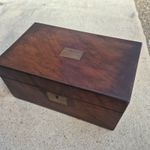 Brass edged Rosewood Writing Slope with secret drawer and velvet work surface