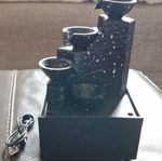 Black LED USB Tabletop Waterfall Fountain, Modern Feng Shui Indoor Feature