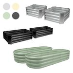 2x Galvanised Steel Raised Garden Beds Outdoor Flower Vegetable Planter Grow Box