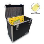 Gorilla LP 50 12" Vinyl Record Storage Box Case (Black) with FREE Cleaning Cloth