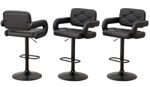 3 X BLACK BAR STOOLS LARGE PLUSH SEAT GAS LIFT SWIVEL SEAT KITCHEN BREAKFAST BAR