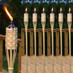Pack of 6  Bamboo Tiki Torch 150cm (5ft) Outdoor Garden 500ml long burn.