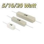 5/10/20 Watt Wire Wound Wirewound Cement Resistors Different values available