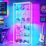 6-Tier RGB Glass Display Cabinet with APP Control & Adjustable Glass Shelves