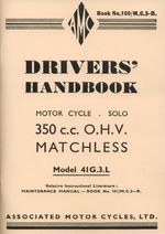 Matchless G3L 41 WD 350 solo Drivers Handbook AMC Motorcycles Manual Book