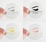 Clear round lashes brows by 45 50 65 90mm stickers rose gold silver foil label