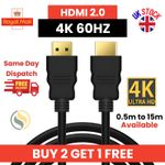 4K HDMI Cable 2.0 UltraHD High Speed 2160p 0.5m/1m/2m/3m/5m/10m/15m Premium Lead