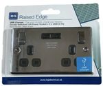 BG Black Nickel USB 3.1 Double Plug Power Socket 2 Gang Black Insert CBN22U3B