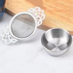 Tea Strainers with Drip Bowl 2.5 Inch Stainless Steel Fine Mesh Tea Infuser AS