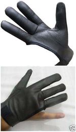 ARCHERS LEATHER SHOOTING 4 FINGER GLOVE DARK BROWN/BLACK COLOUR - HUNTING GLOVES