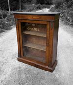 ANTIQUE 19th CENTURY BURR WALNUT & GLAZED DISPLAY CABINET, c1900 