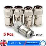 5PCS N Type Male Plug for RG58 RG223 LMR195, Clamp Type Compression Connector UK