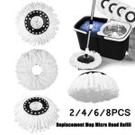 2/6/8Pcs Spin Mop Replacement Micro Head Refill For 360° Magic Mop Home Cleaning
