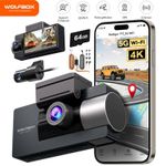 WOLFBOX i17 4K 3 Channel Dash Cam Front and Rear Inside With WiFi, Hardwire kit