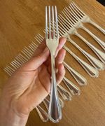 Christofle Spatours pattern Silver plated dinner forks Set 12 France  Flatware