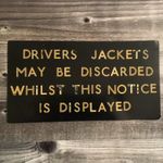 LONDON  TRANSPORT Metal Double-Sided Painted Bus Sign “Drivers Jackets” 30’s 40s