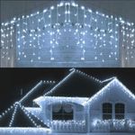 Christmas Lights 240 LED Icicle Waterfall Snow Chaser Outdoor Xmas Home Decor