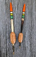 2x Traditional Style, Hand Made, Bodied Porcupine Quill Floats.