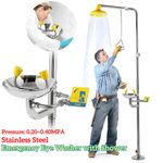 Stainless Steel Emergency Eyewash Shower Station for Eye/Face Wash UK STOCK New