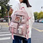 Cute Kawaii School Backpack for Teenage Girls Candy Color Waterproof College Bag