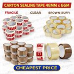 Clear Brown Parcel Tape Strong Packing Carton Sealing Tape 48mm x 66m Fragile