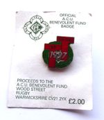 1997 ACU BENEVOLENT FUND ISLE OF MAN TT BADGE ON ORIGINAL CARD - IoM MANX T.T.