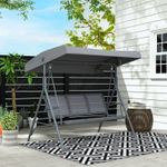 3 Seater Garden Swing Chair Patio Hammock Outdoor Bench Seat w/ Canopy Grey