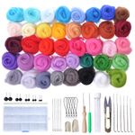 Needle Felting Starter Tool Kit Set Wool Roving 40 Colors Set for DIY Gift