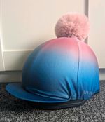 Aubrion Riding Hat Cover with Pom Pom & Peak Blue/Pink Gradient One Size