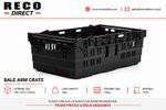 10 x USED BLACK DEEP BALE ARM CRATE 60-40-25CM  STACKING TRAY STORAGE BOX 