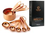 Copper Stainless Steel Measuring Cups and Spoons Set of 9 with Foiled Gift Box