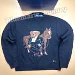 POLO RALPH LAUREN Women's Polo Bear Equestrian Navy Knit Sweater Size XL