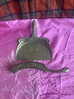 Art Nouveau Brass Crumb Tray And Brush 8”-7” heavy cast unpolished 