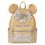 Minnie Mouse Gold And Silver Quilted Metallic Loungefly Backpack Brand New