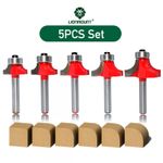 5PCS Rounding Over Edge Profile Router Bit Set 1/4"(6.35mm) 6mm Shank