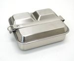 British Army Style Mess Tin Lunch Box (Lid Doubles as a Eating Tray) Stainless