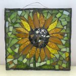 Handmade Glass Sunflower Square.