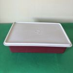 Vintage 1970s Tuppercraft Tupperware Fishing/Sewing Storage Box Deep Red Colour