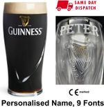 Personalised Guinness Branded Pint Beer Glass Engraved & Gift Box Dad Birthday