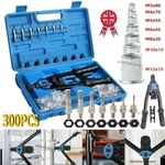 300PCS Rivet Nut Kit Riveter Gun Heavy Duty Riveting Rivets Nutsert Tool Rivnut