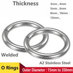 304 Stainless Steel Welded O Rings Solid Loop for Macrame, Hanging Slings Rop