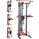 SPORTNOW Power Tower with Lat Pull Down Machine, Pull Up Bar, Dip Station
