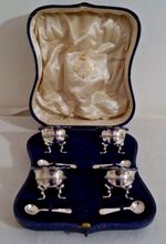 Antique Edward VII sterling silver Cruet/Salts - A Clark, Birmingham, 1909 -139g