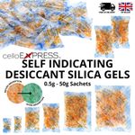 SELF INDICATING Silica Gel Desiccant Sachets - Orange Absorb Anti Moisture Damp