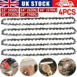 4 Pack 12/14/16/18/20 inch Chainsaw Saw Chain Parts Tool Chainsaw Blade New UK