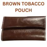 Brown Tobacco Pouch Faux Leather Cigarette Case Rolling Paper Pocket With Zipper