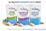 Westlab 3x1kg Bath Salts Magnesium, Epsom & Dead Sea. Relax muscle, Sleep & Skin