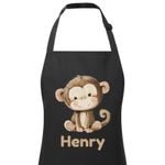Personalised Any Name Monkey Waterproof Kids Apron. Craft Bake Cook. Boy Girl