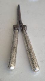 Hallmarked Sterling Silver Antique Hair Curling Tongues  hammered handles 1907 